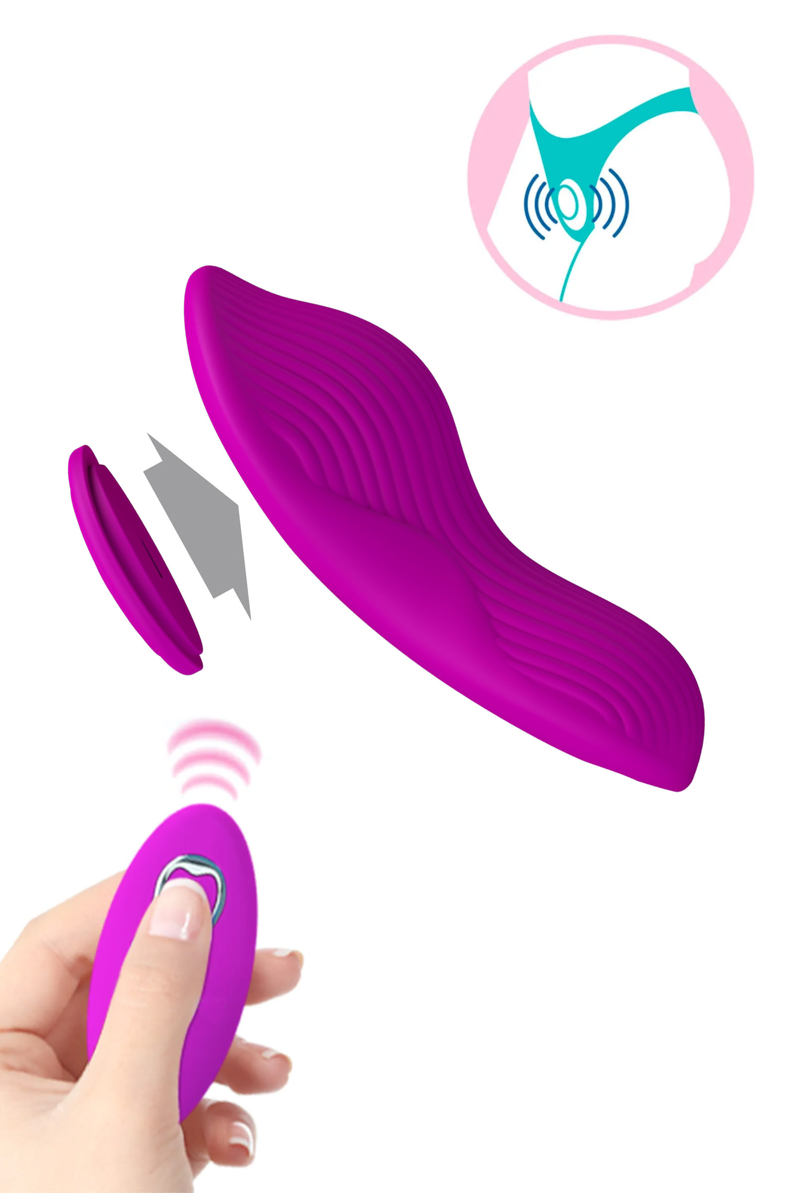Romario Stimulateur Clitoridien pour Culotte Avec Télécommande -Rose-Pretty Love – Image 2