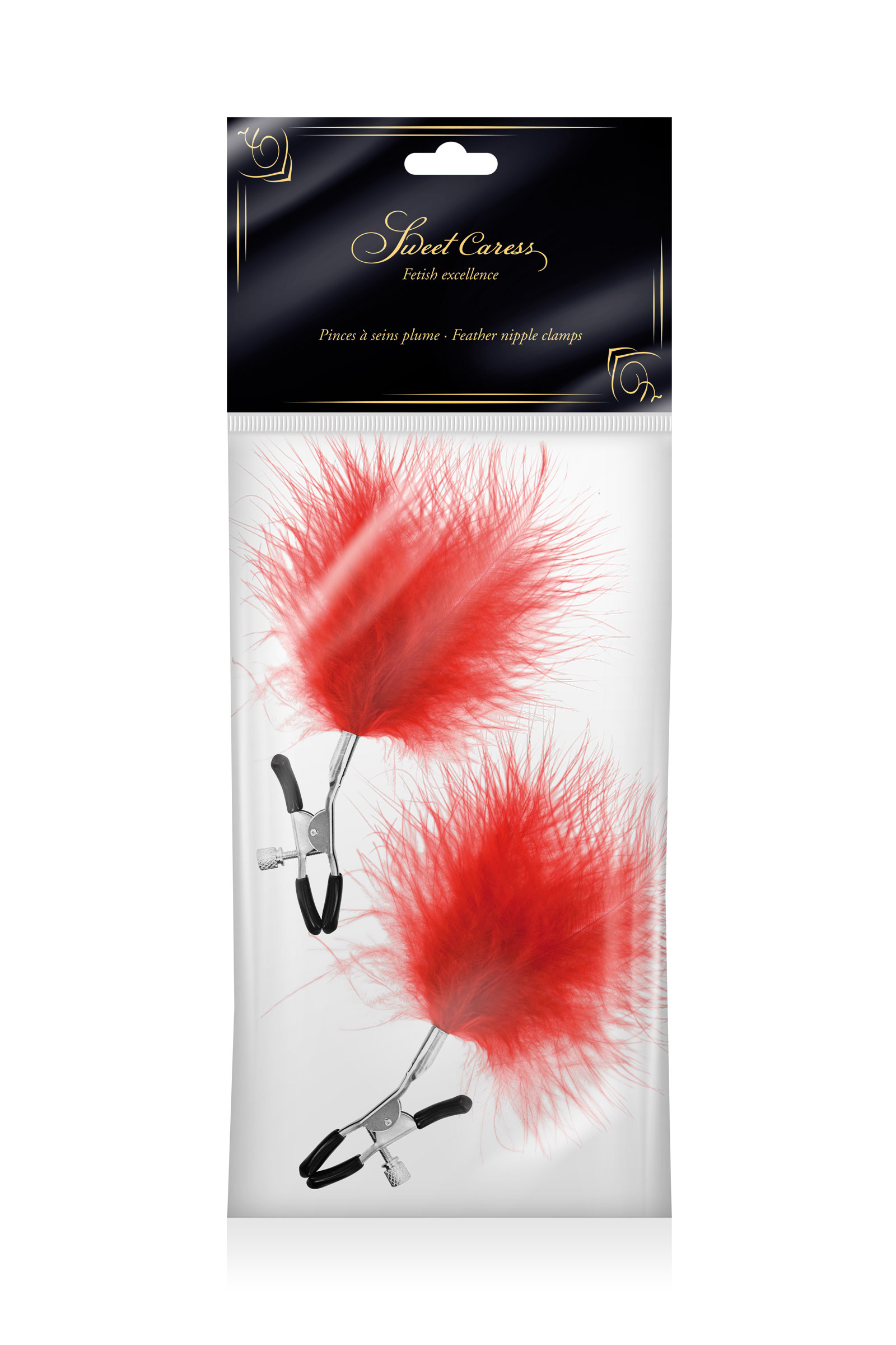 Pinces à tétons avec petites plumes -Rouge – Image 2
