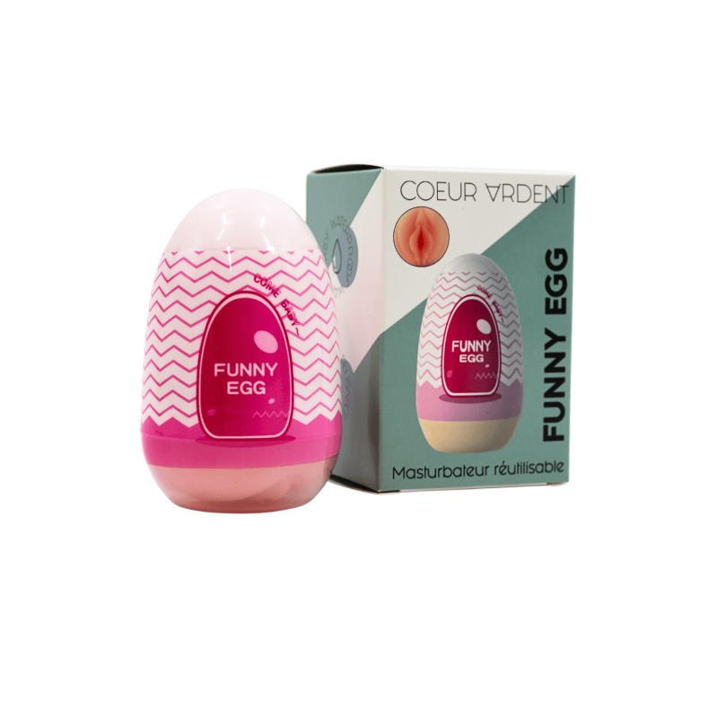 Gaine Masturbatrice Réutilisable FUNNY EGG – Design Réaliste Vagin -Coeur Ardent