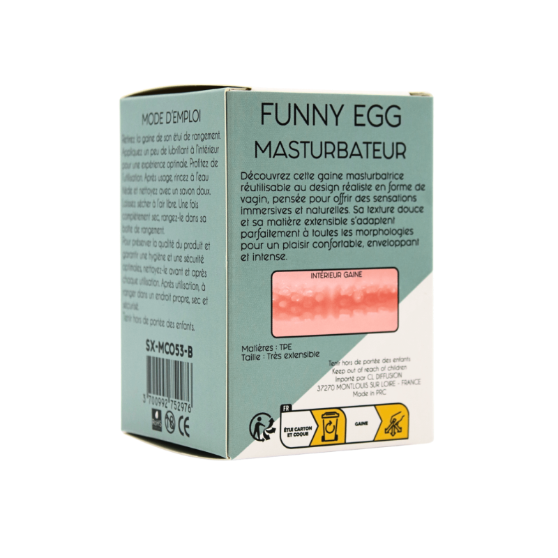 Gaine Masturbatrice Réutilisable FUNNY EGG – Design Réaliste Vagin -Coeur Ardent – Image 2
